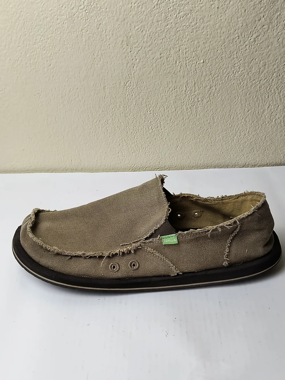 Sanuk Chiba Men's 13 Canvas Slip-On Loafers Shoes in Brown